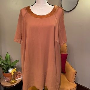 Velvet Collar Mustard Blouse